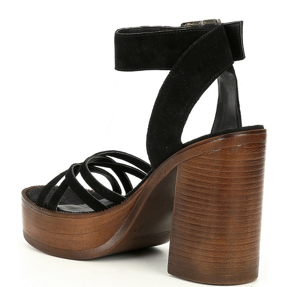 Free People Lanely Suede Platform Heels Black 39 - Picture 4 of 16